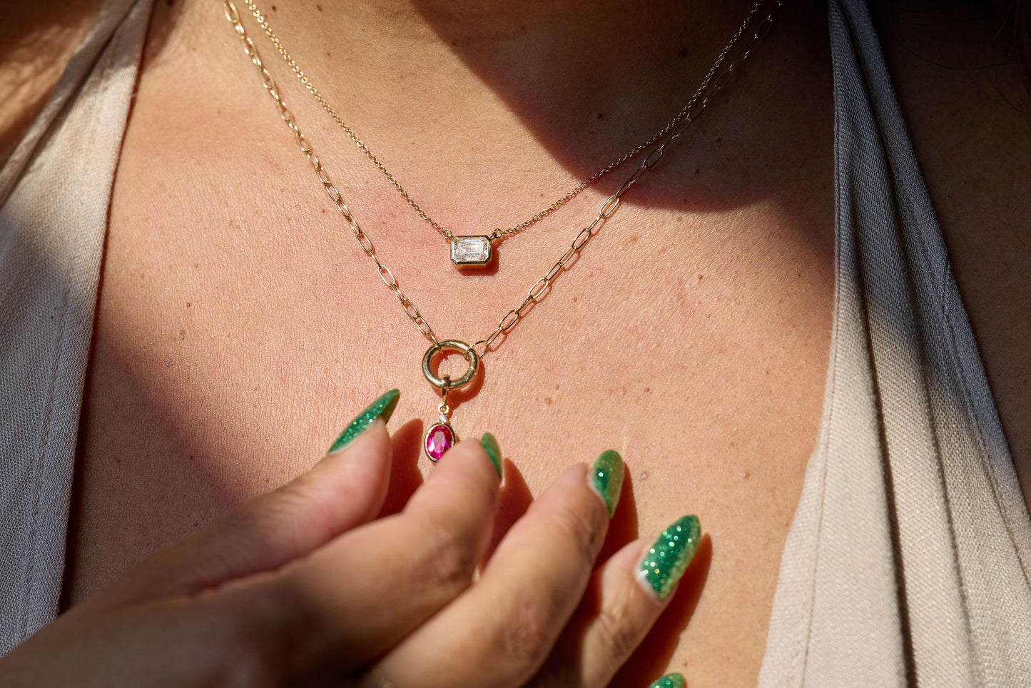 14k Charm Holder Necklace