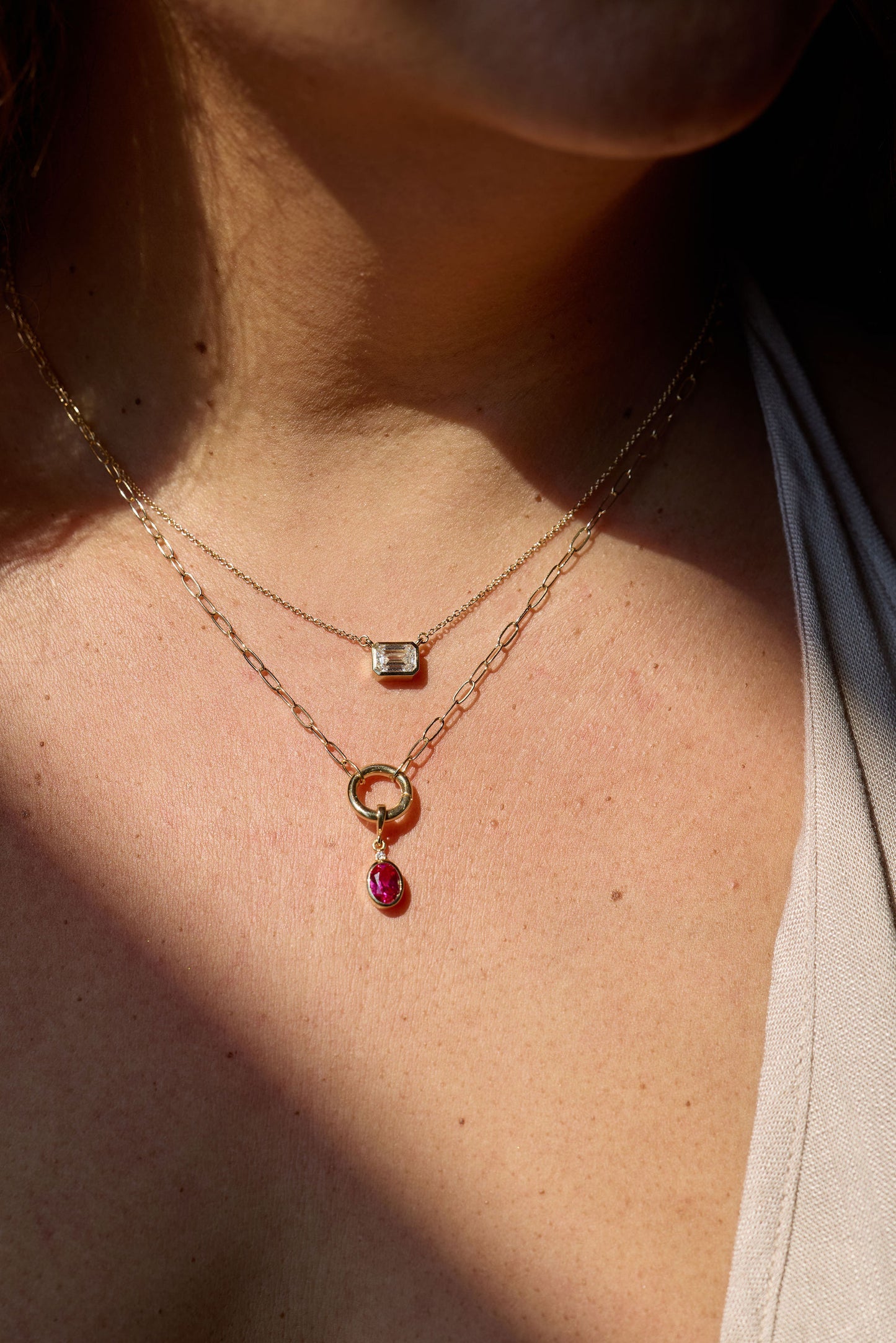 Lab Grown Ruby + Diamond Charm