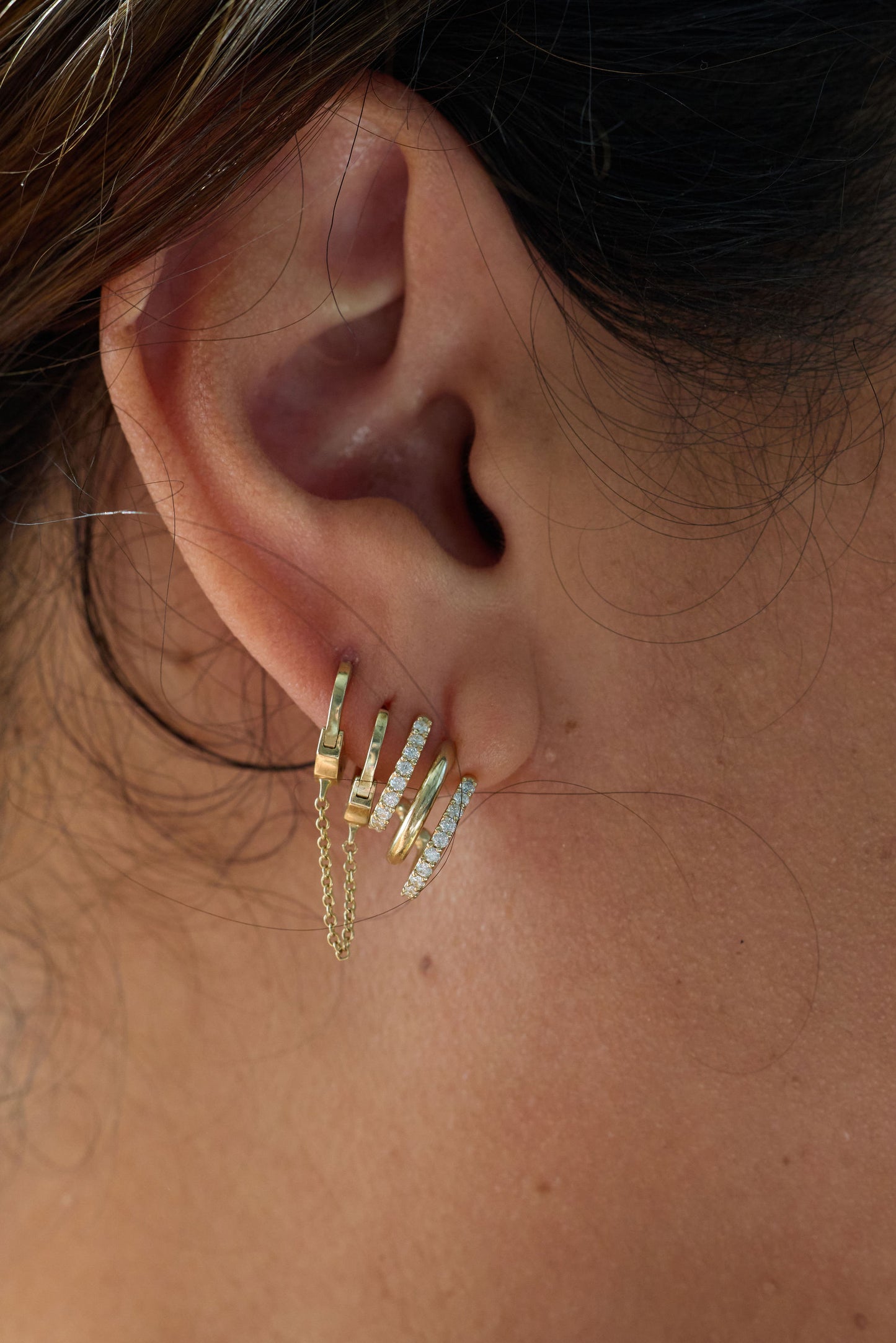 Diamond J Hoop Earrings