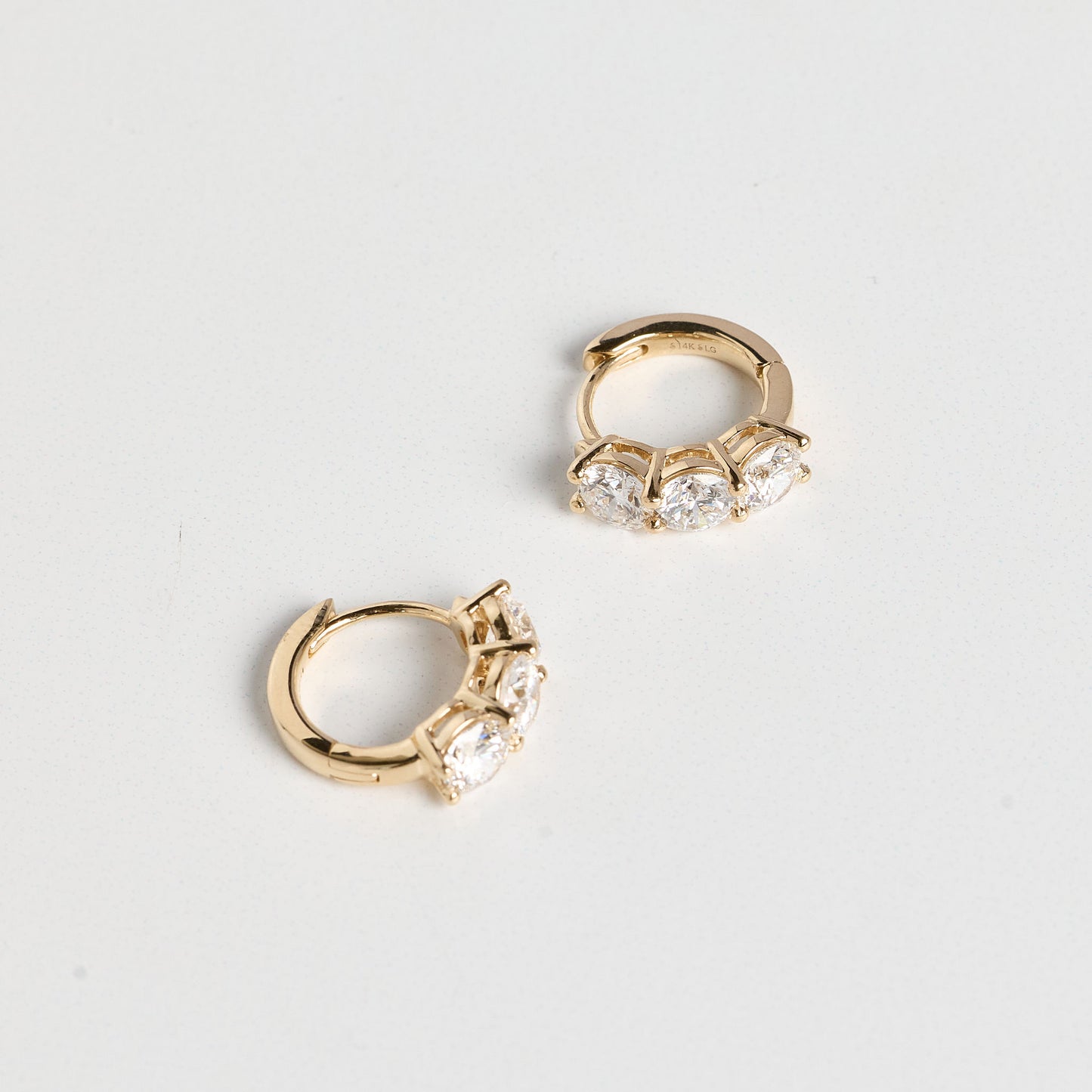 14K Yellow Gold  Lab-Grown Diamond Huggie Earrings