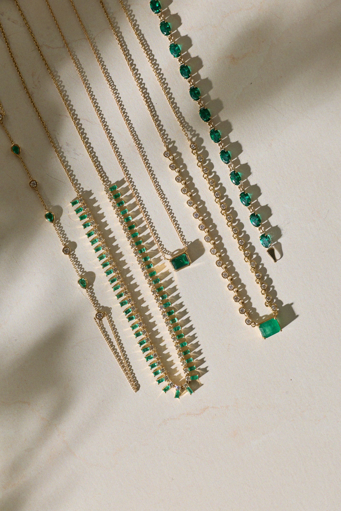 East West Emerald Cut Bezel Necklace