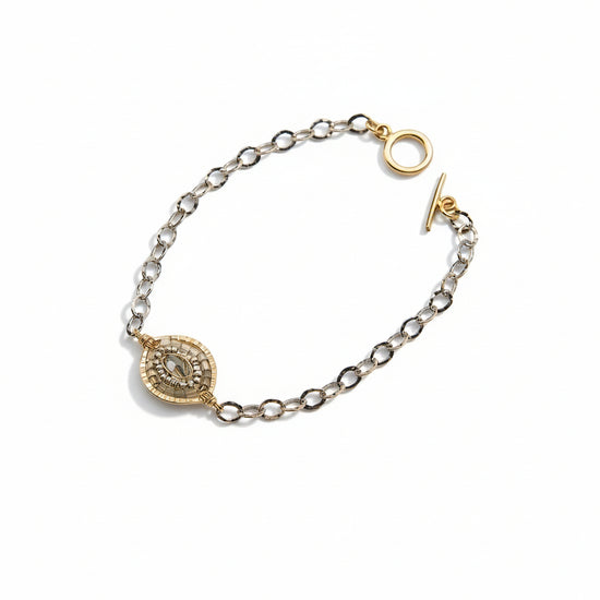 Gray Beaded Mixed Metal Bracelet