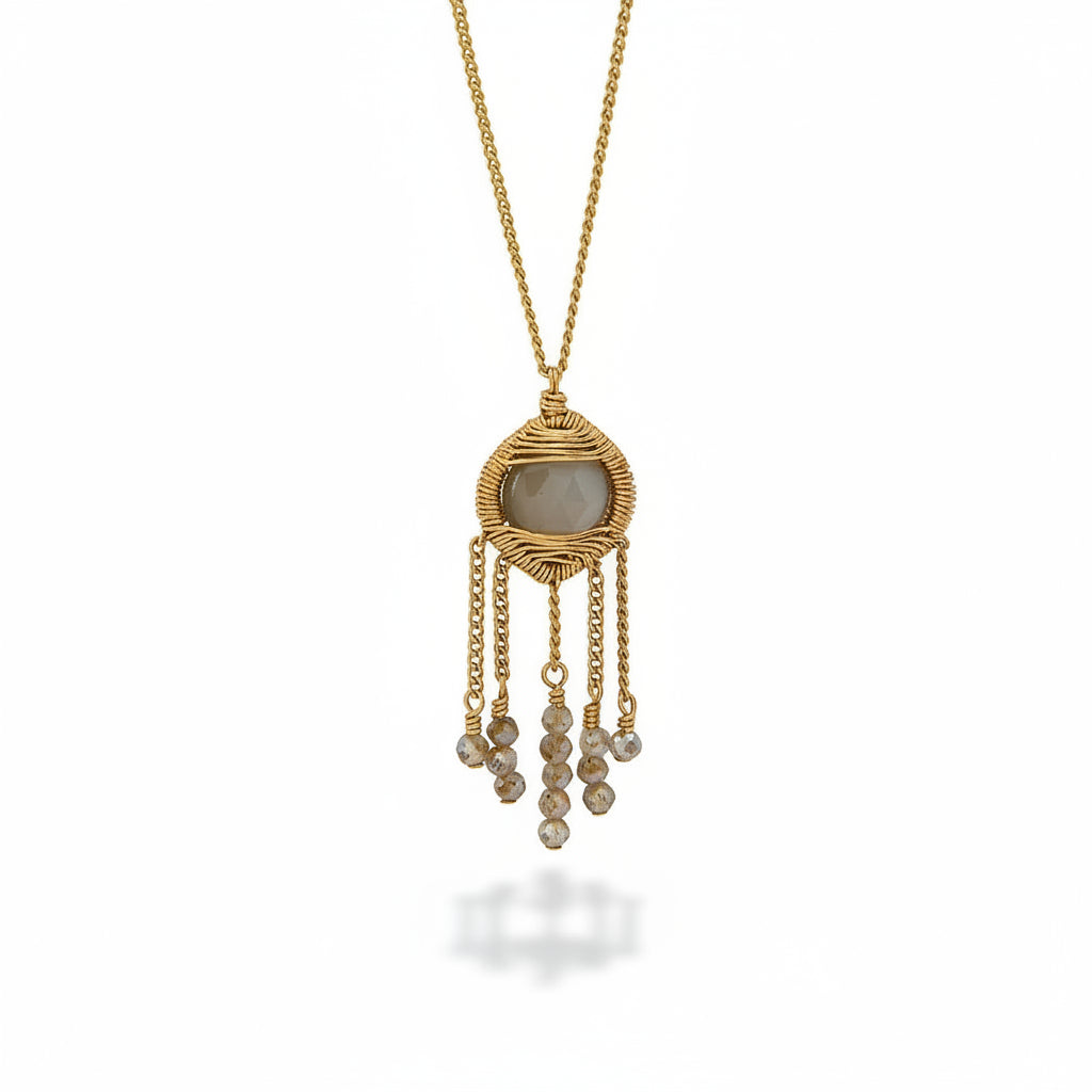 Moonstone Fringe Pendant Necklace