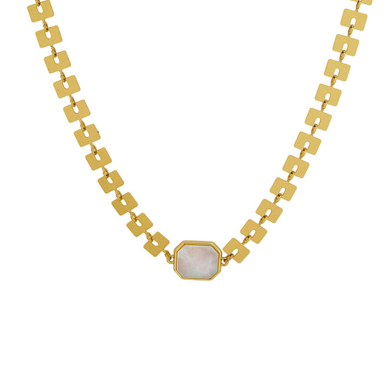 Mother of Pearl Gold Track Collar Necklace