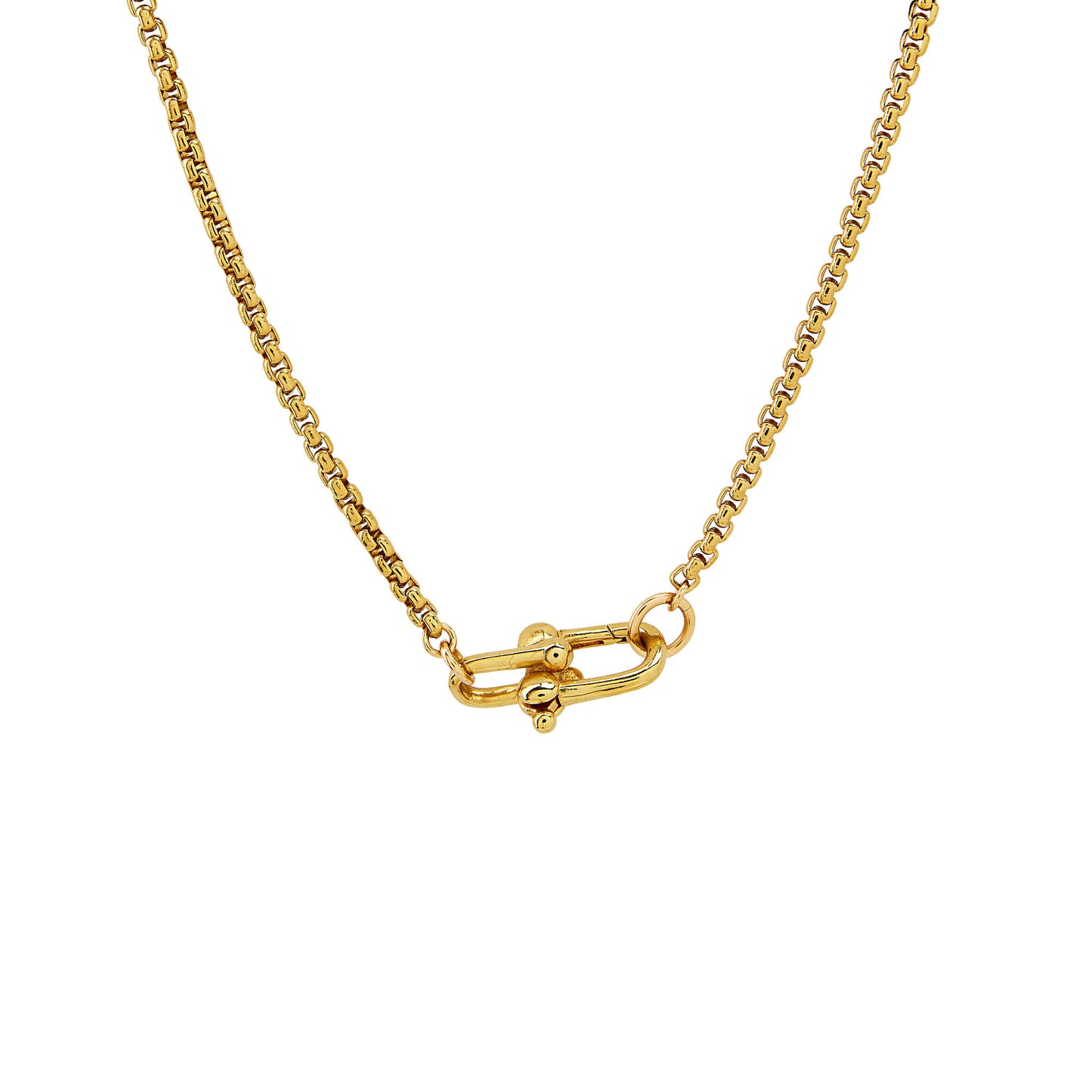 Nova Round Box Chain Necklace-Gold
