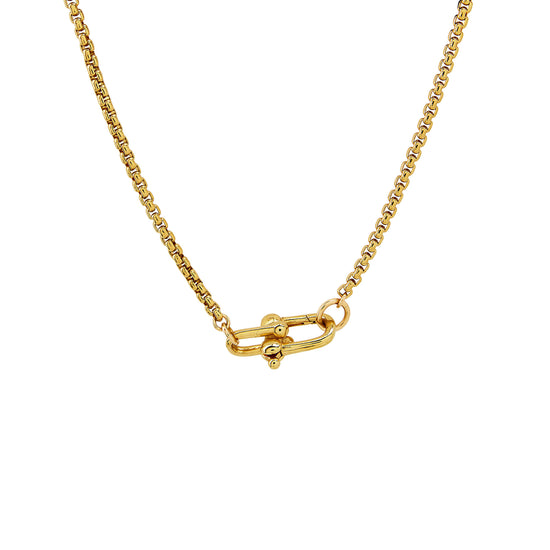 Nova Round Box Chain Necklace-Gold