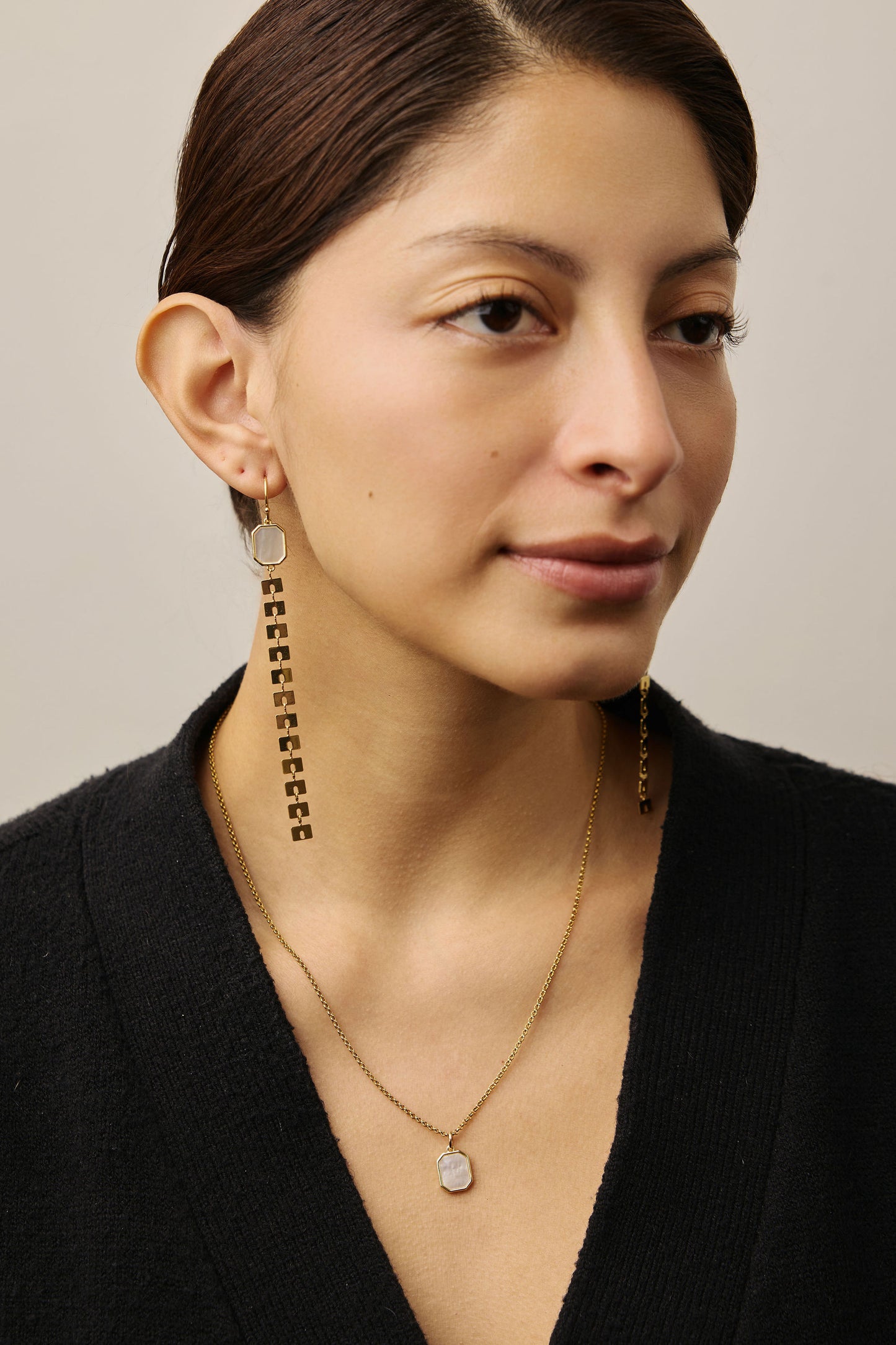 Mother of Pearl Gold Dangle Earrings