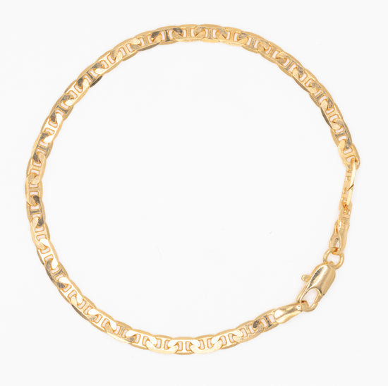 gold fill chain bracelet on white background