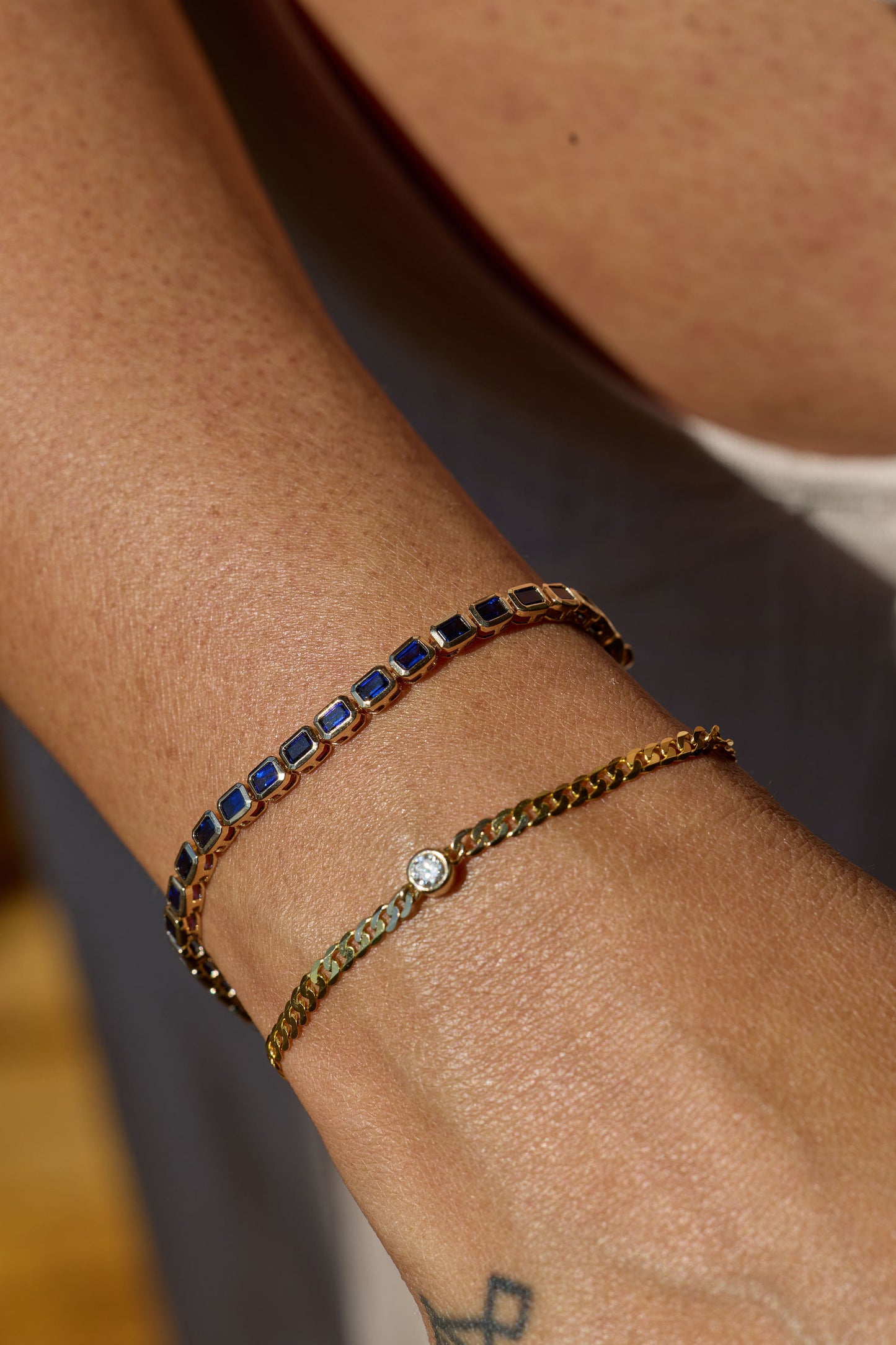 14k Sapphire Line Bracelet
