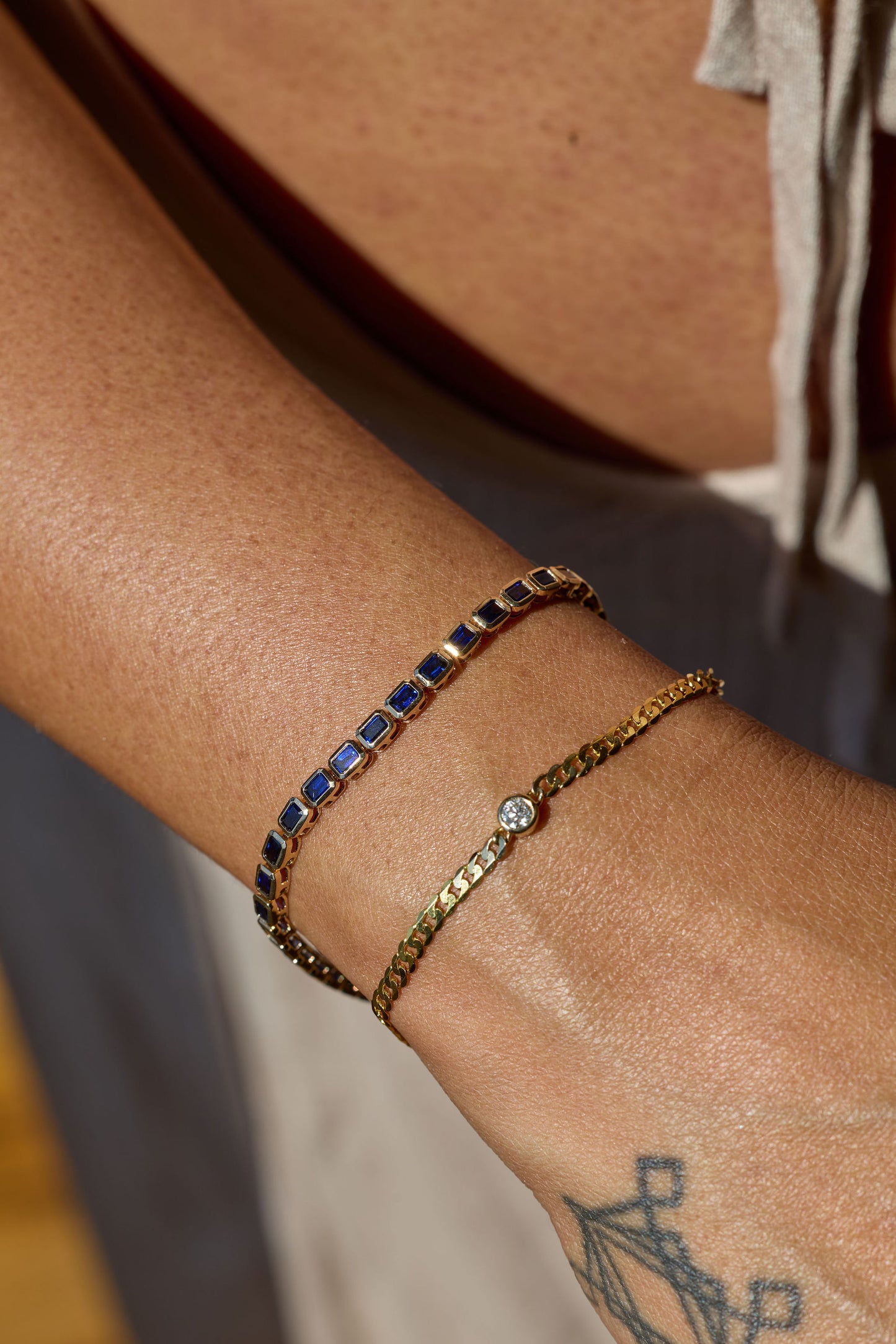 14k Sapphire Line Bracelet