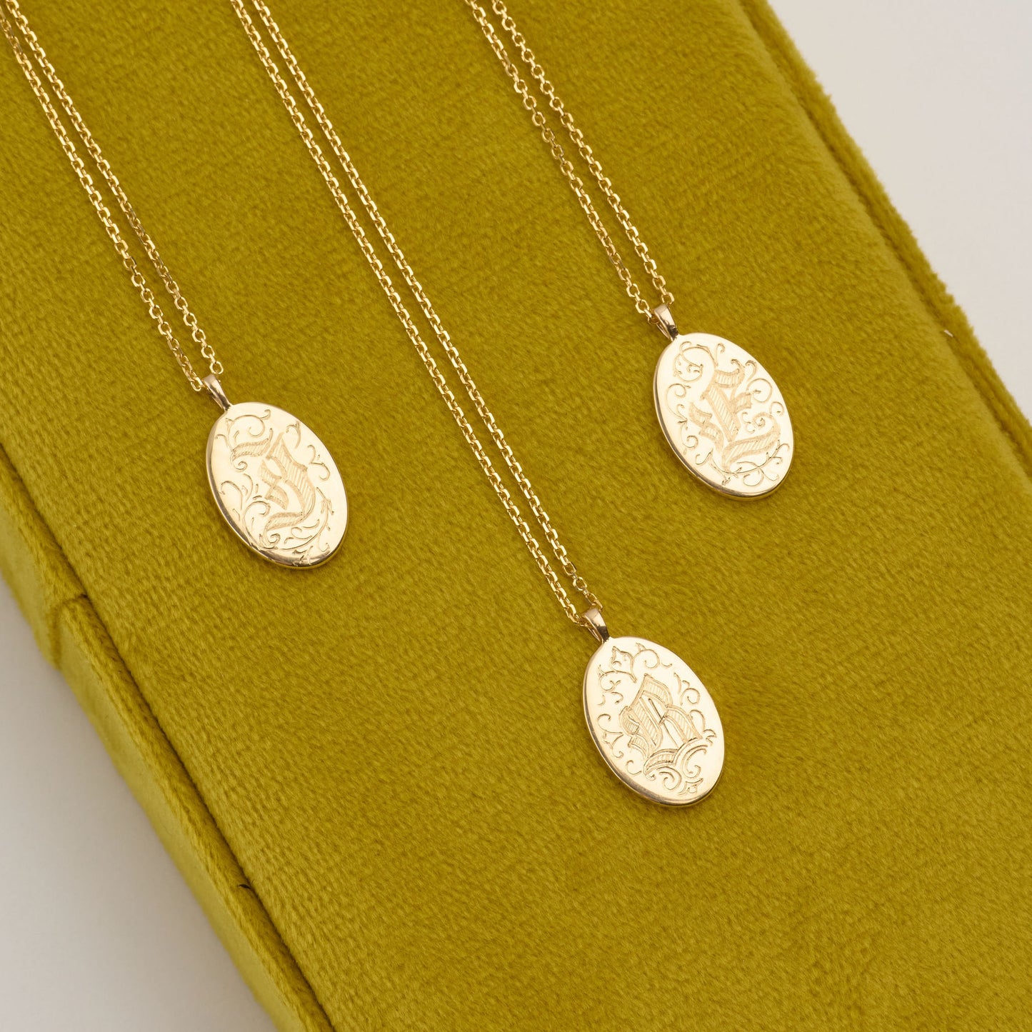 Gothic Initial Oval Necklace