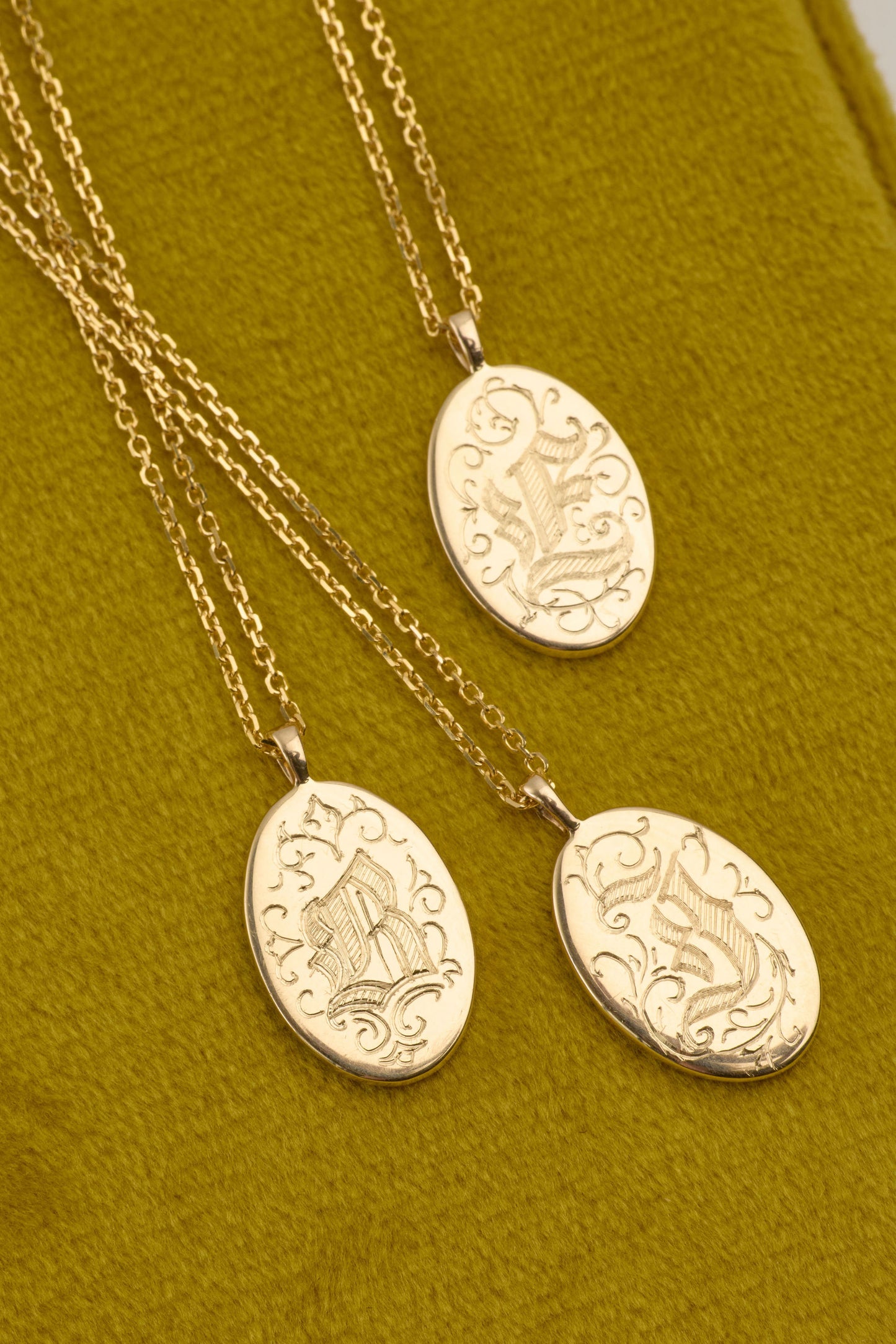 Gothic Initial Oval Necklace