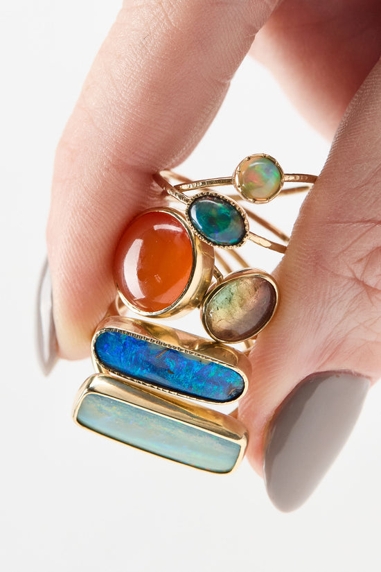 Opal Rectangle Bar Ring