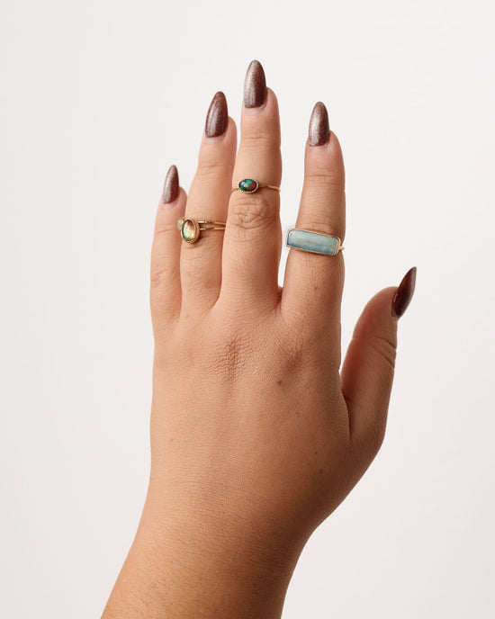 Opal Rectangle Bar Ring