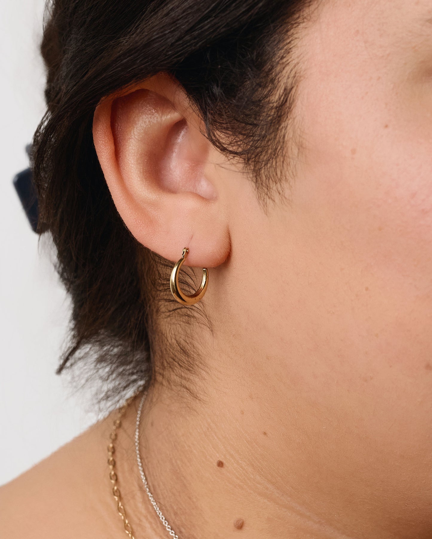 Round Tapered Huggie Hoop Earrings