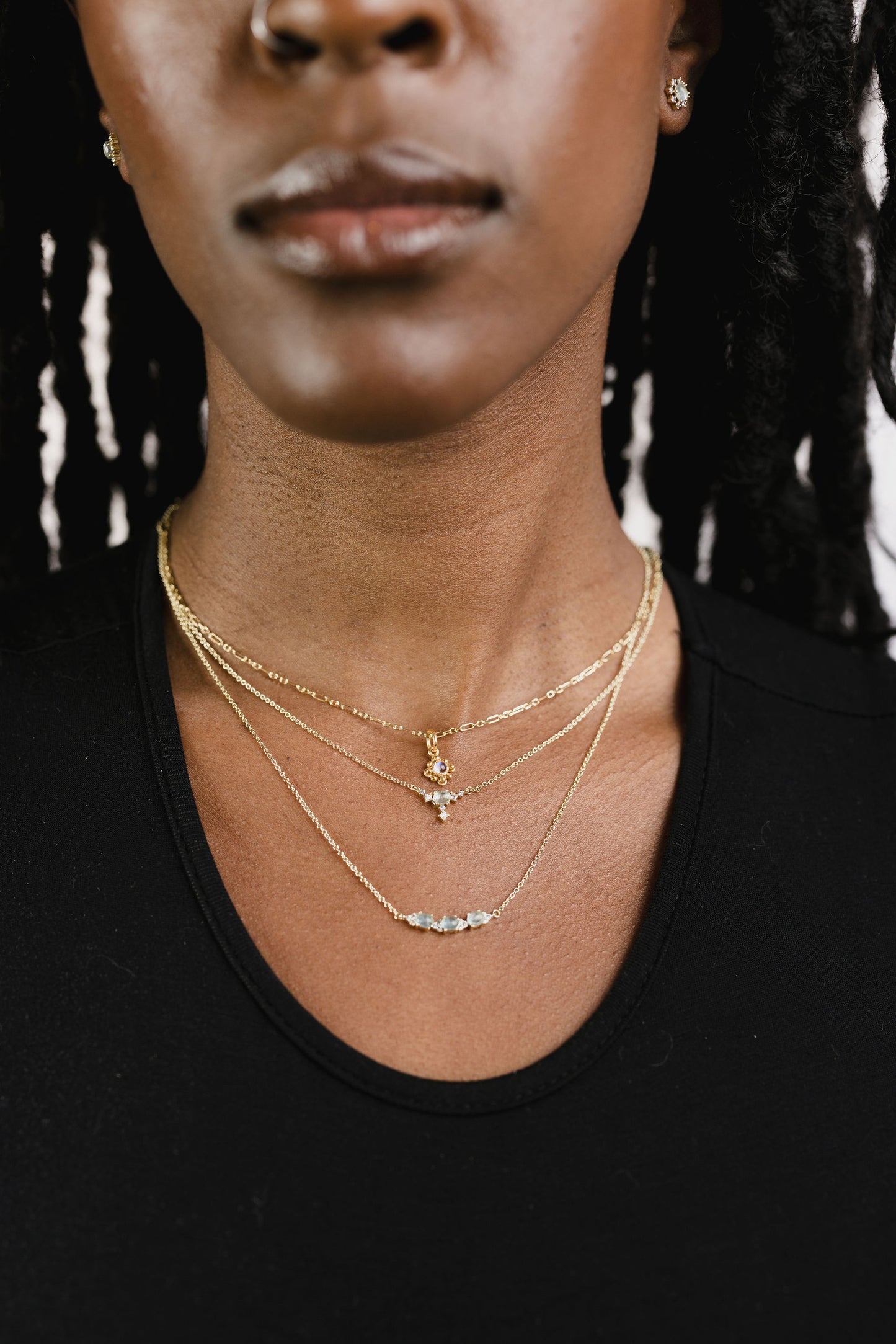 Laila necklace on model