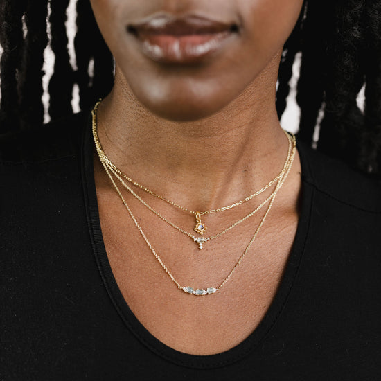 Laila necklace on model