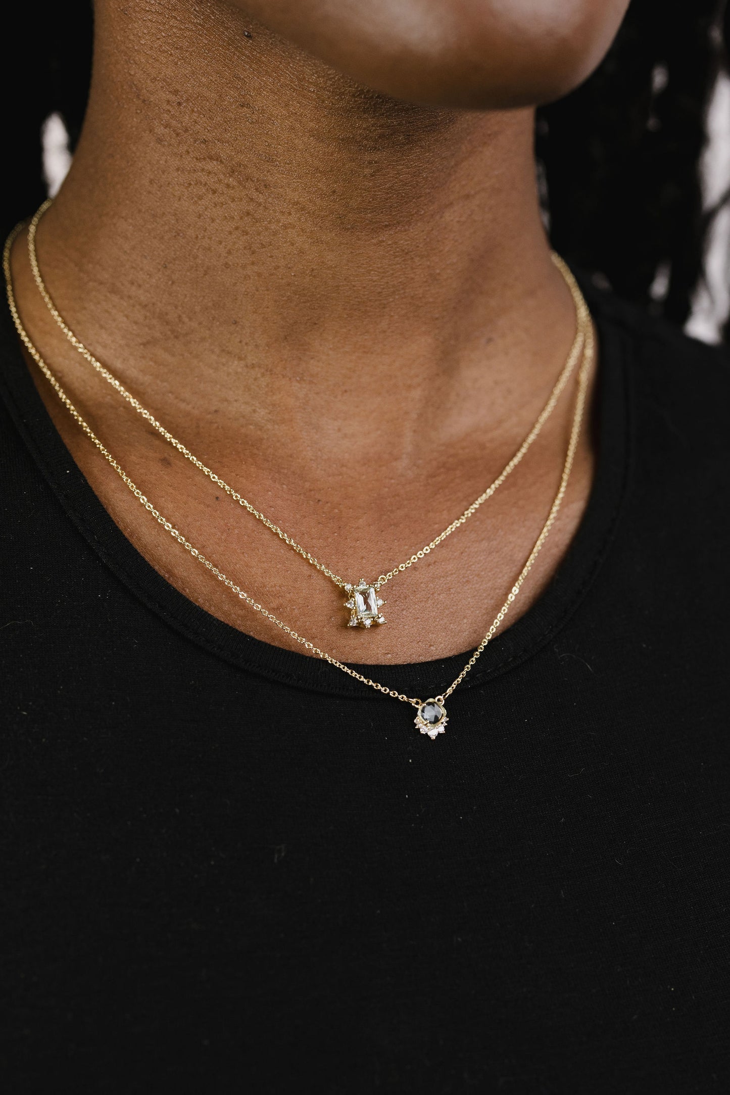Solana necklace on a model