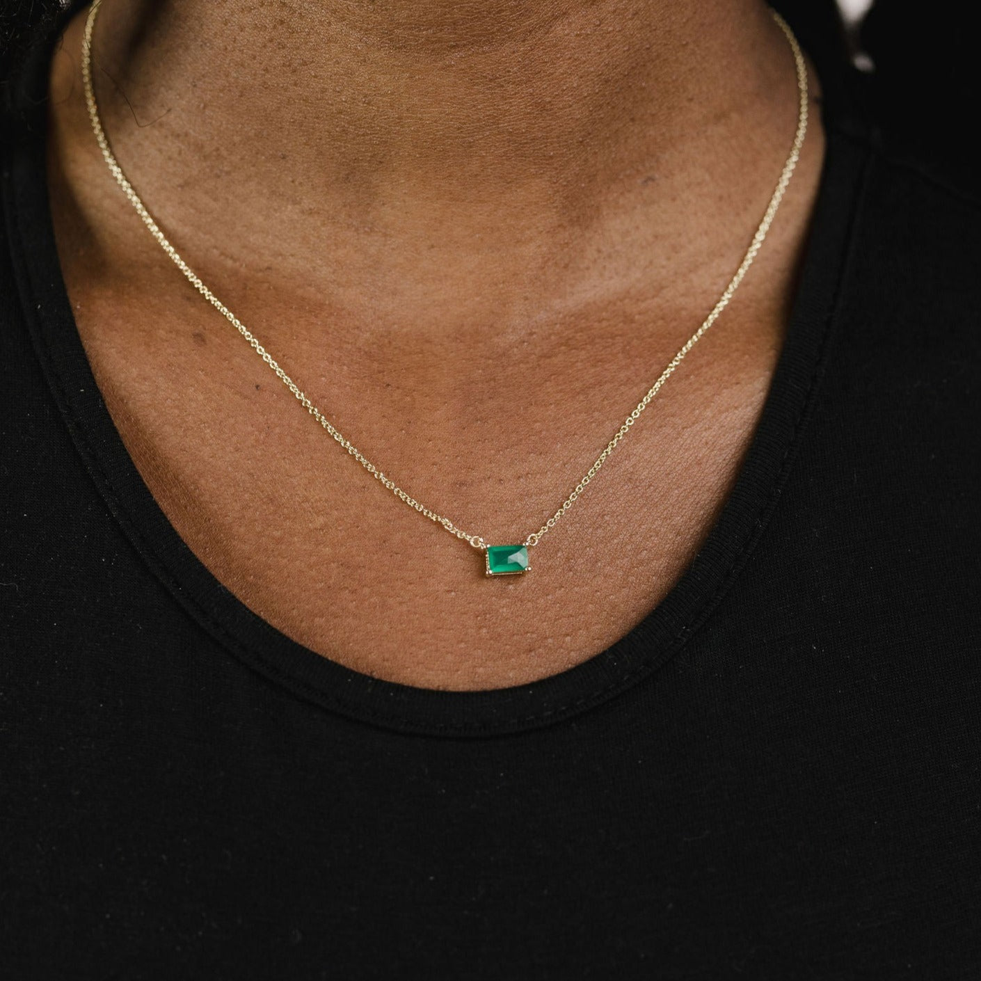 Load image into Gallery viewer, Nessa necklace in green on a model
