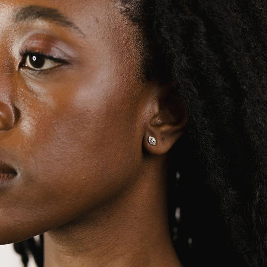 Juliette earrings on a model