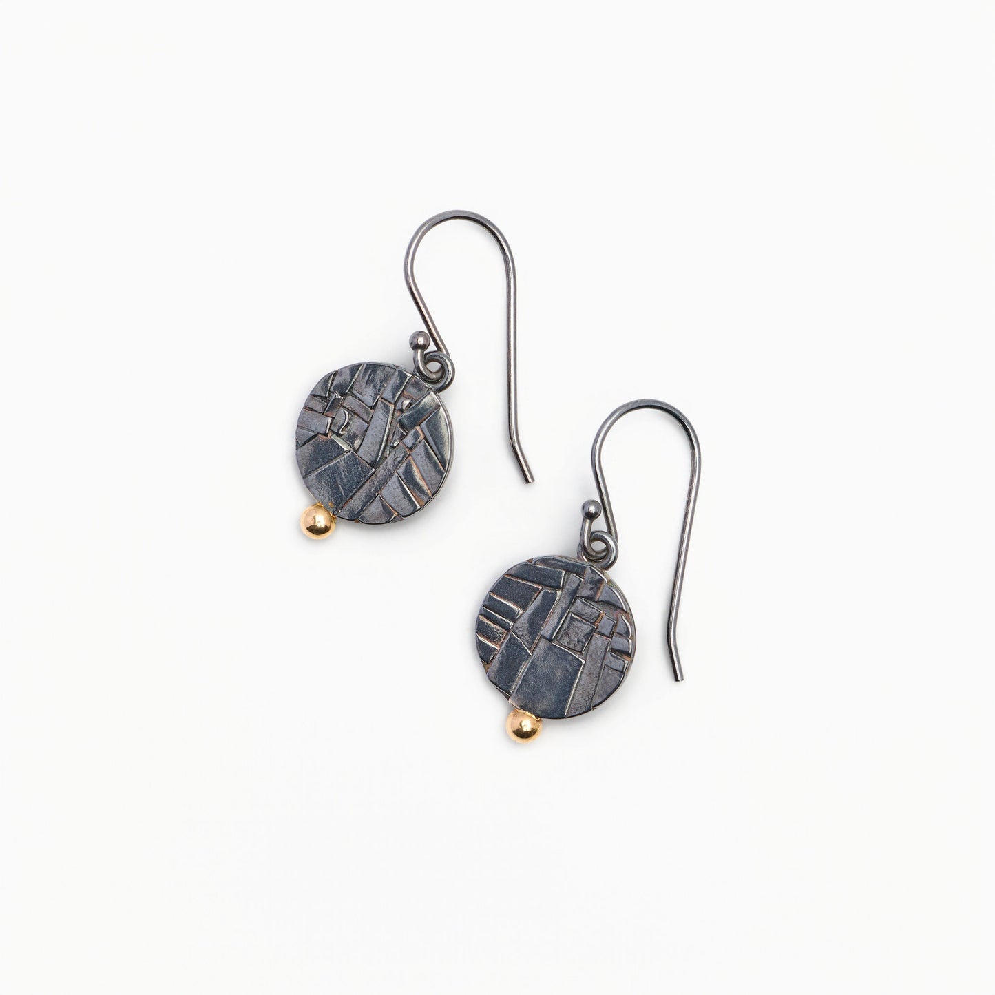 Oxidized Silver Mosaic Earrings