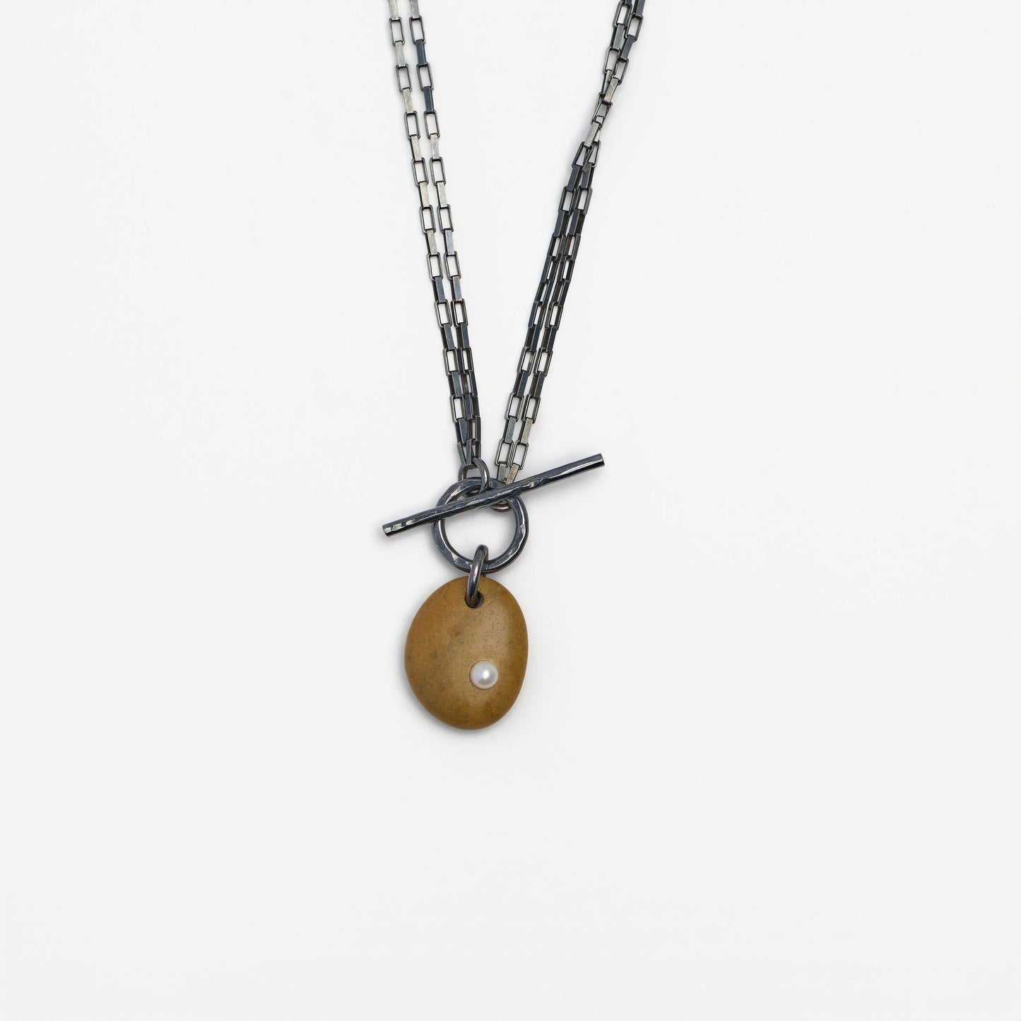 Stone + Pearl Toggle Necklace