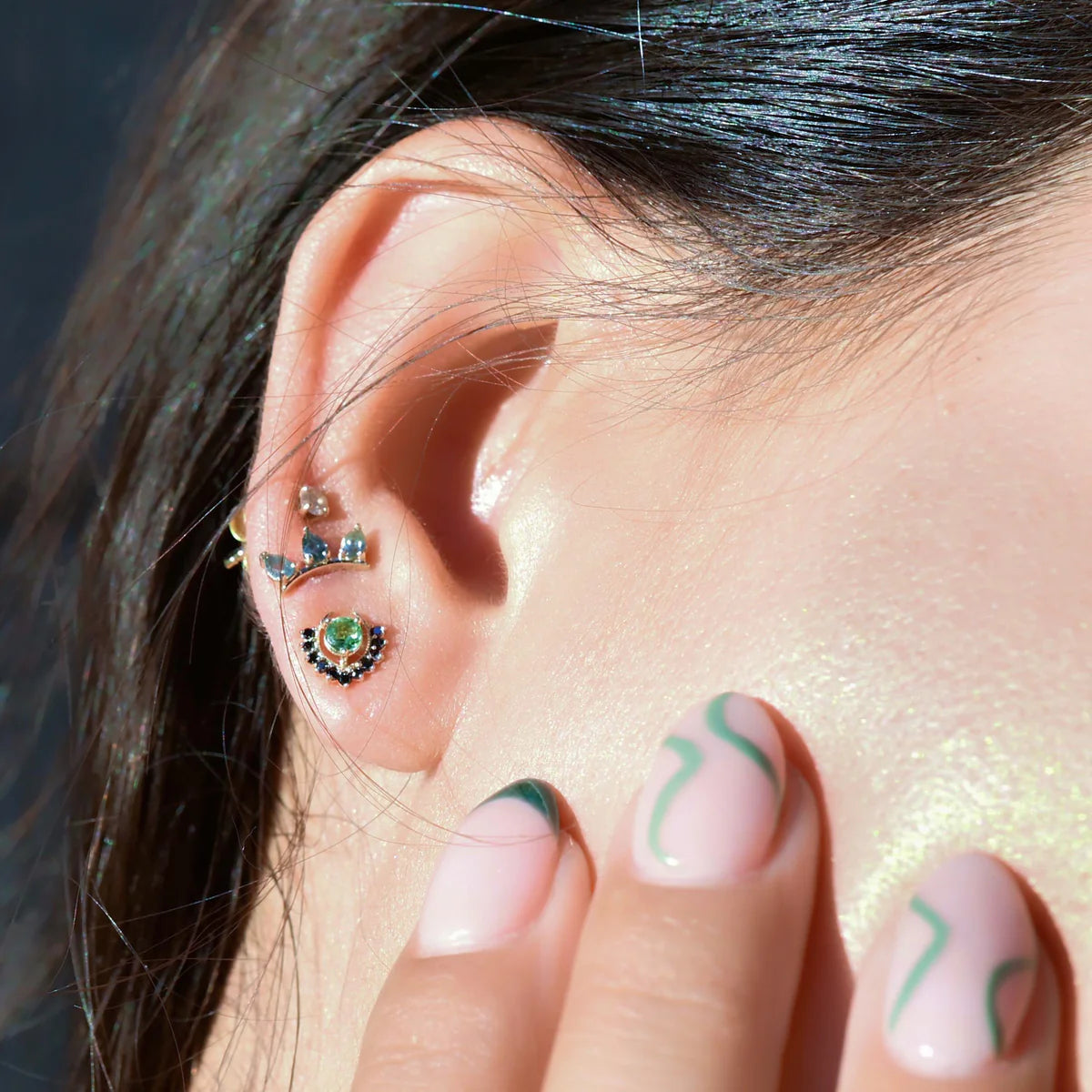 Rain Sapphire Stud Earrings