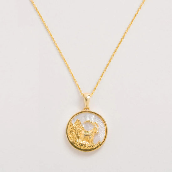 Capricorn necklace on a white background