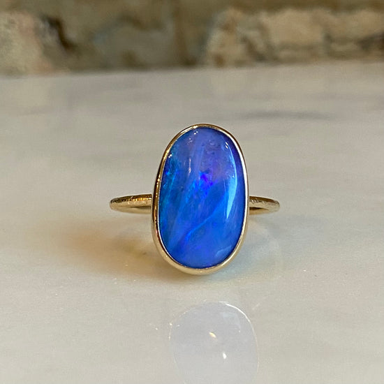 Bright Blue Opal Ring