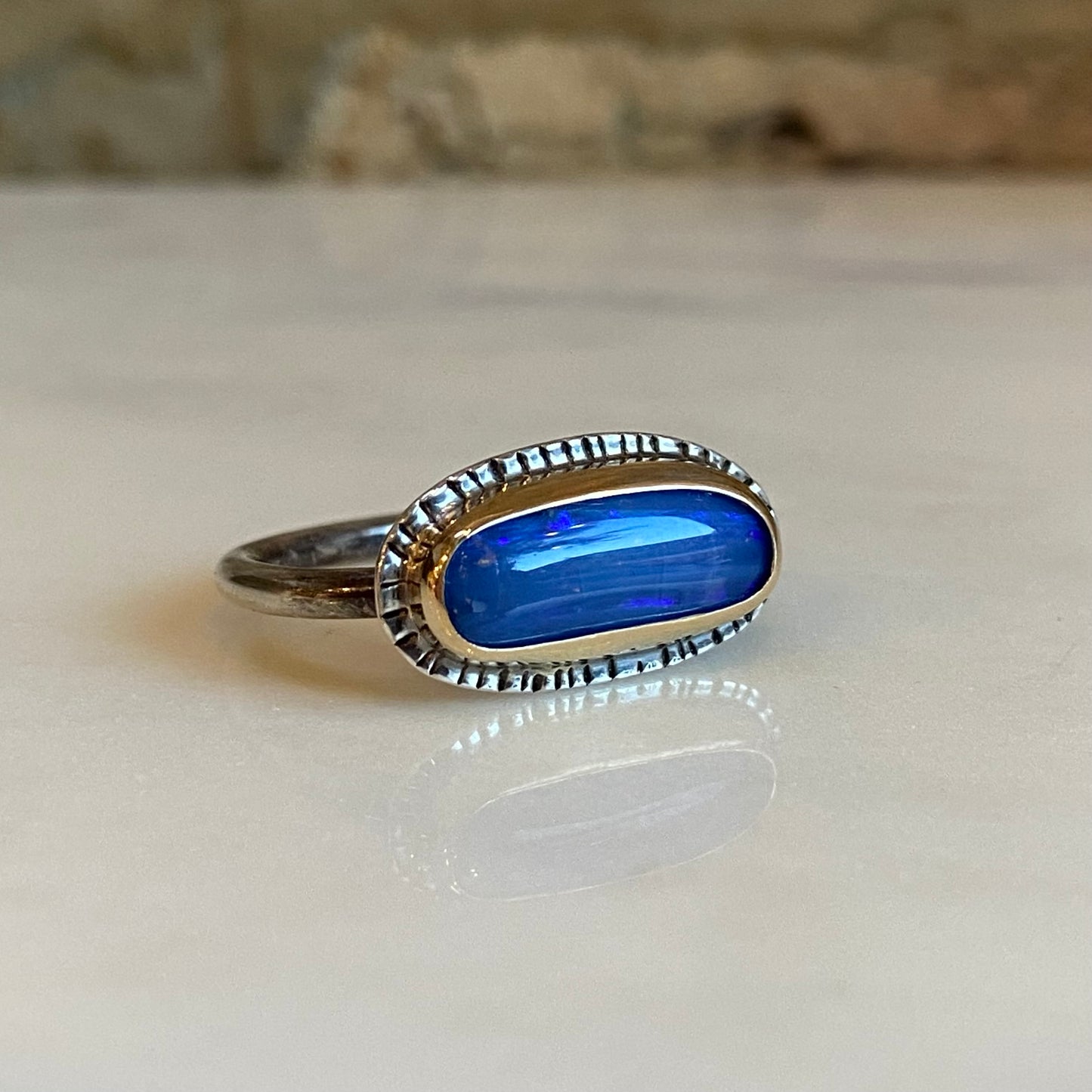 Mixed Metal Blue Opal Ring