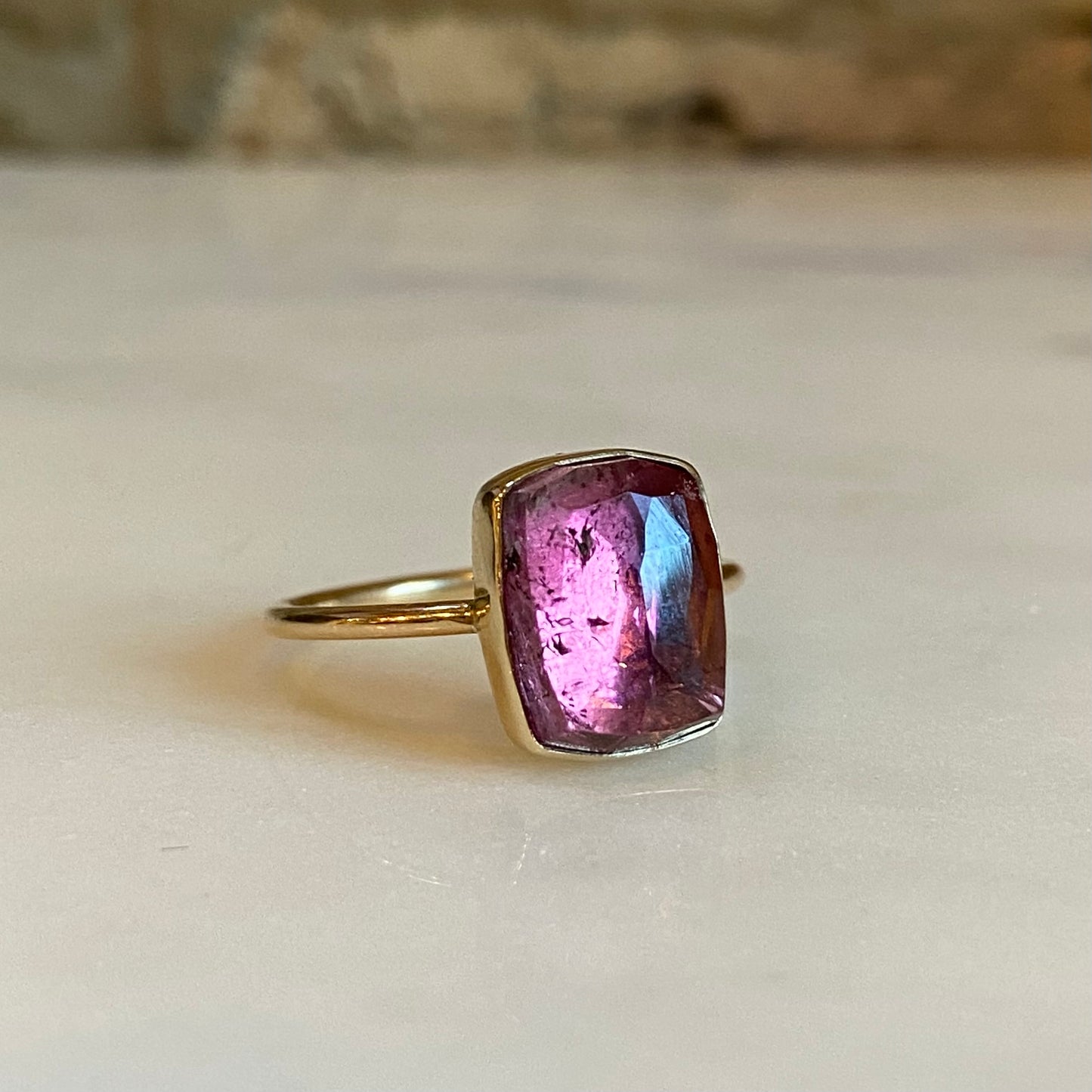 Load image into Gallery viewer, Rose Cut Pink Tourmaline Ring
