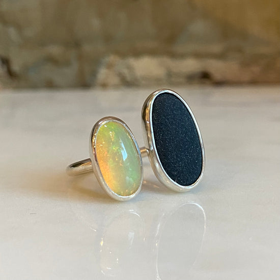 Opal Stone Duo Ring