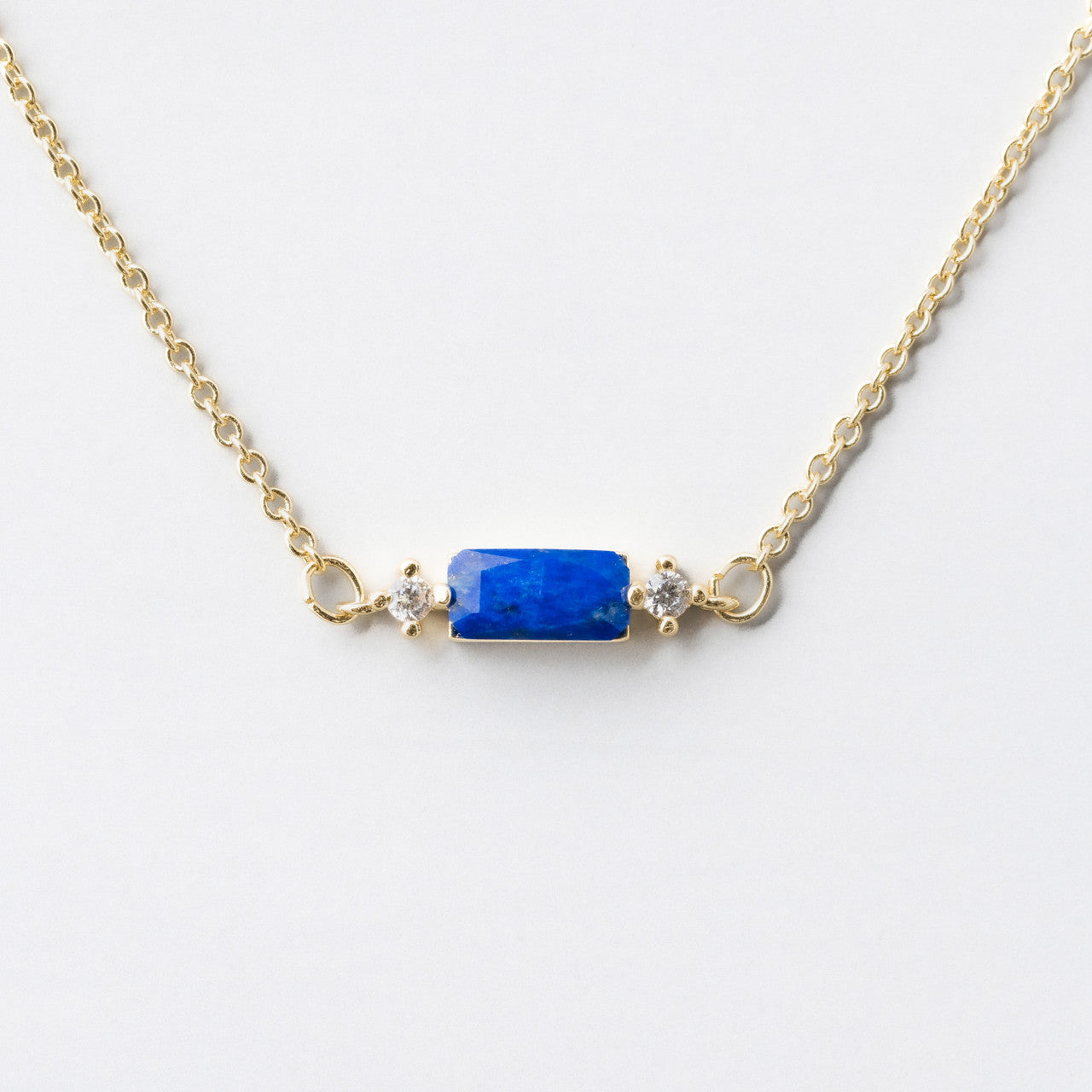 Jane necklace in blue on a white background