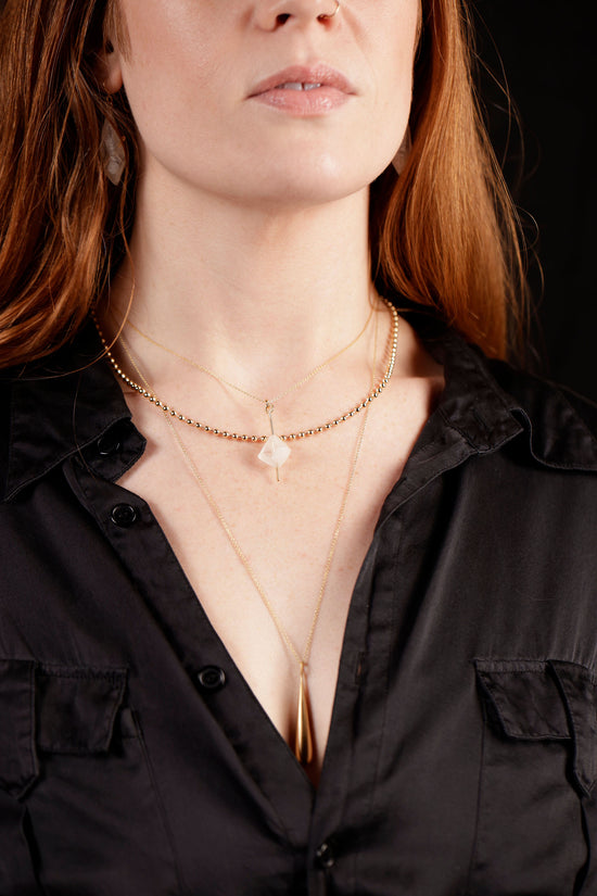 Load image into Gallery viewer, beaded chain necklace on model
