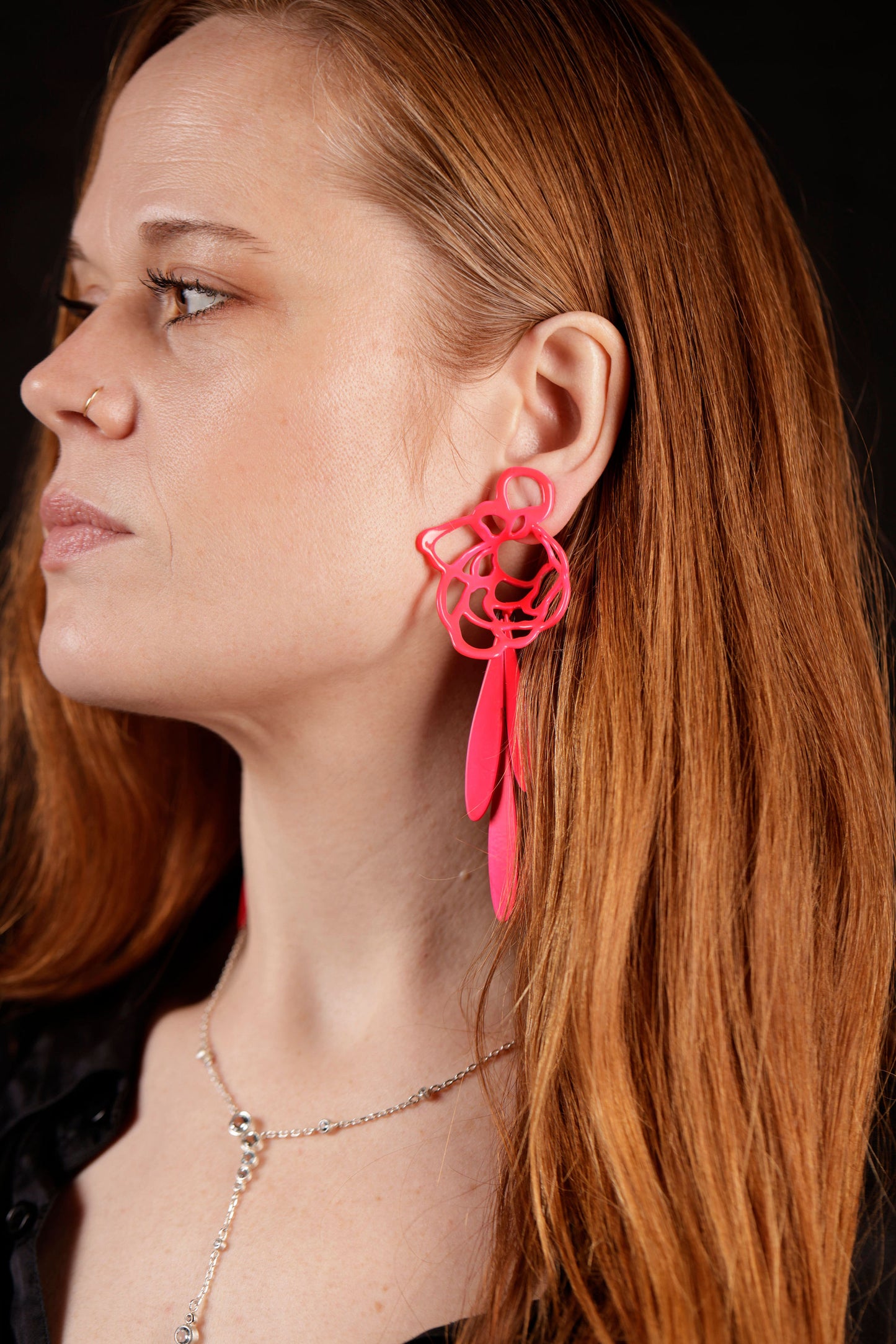 lace stud earrings on model