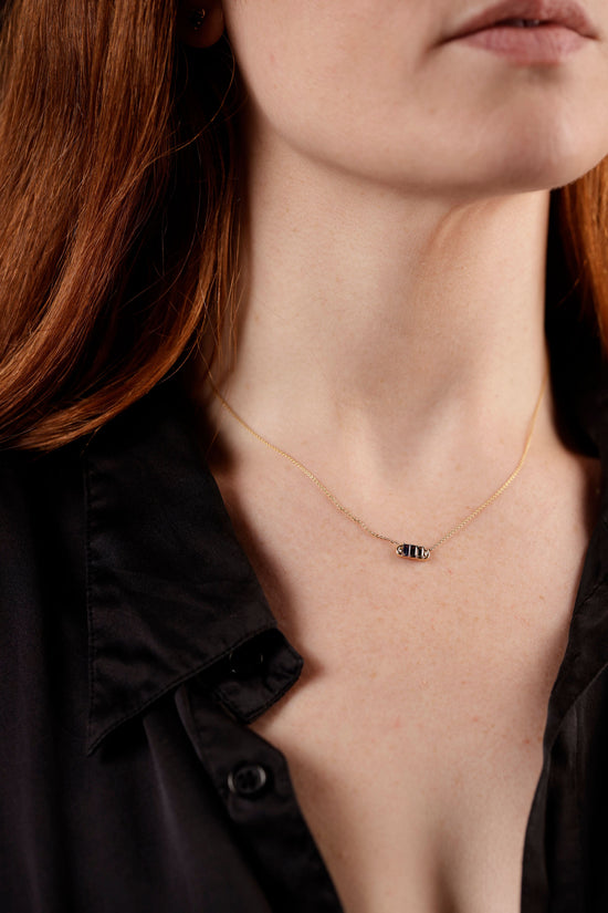 Load image into Gallery viewer, mini arc necklace on model

