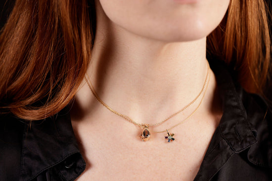 mini rays necklace on model