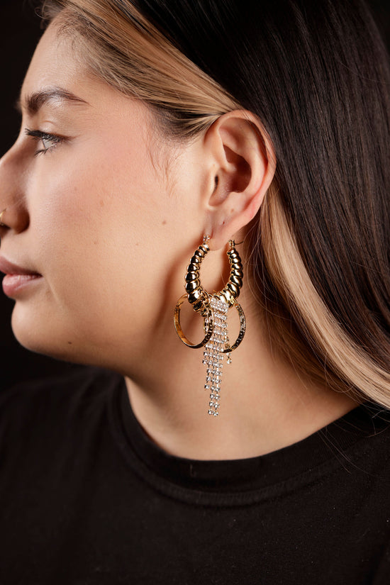 hoop pack earrings on model