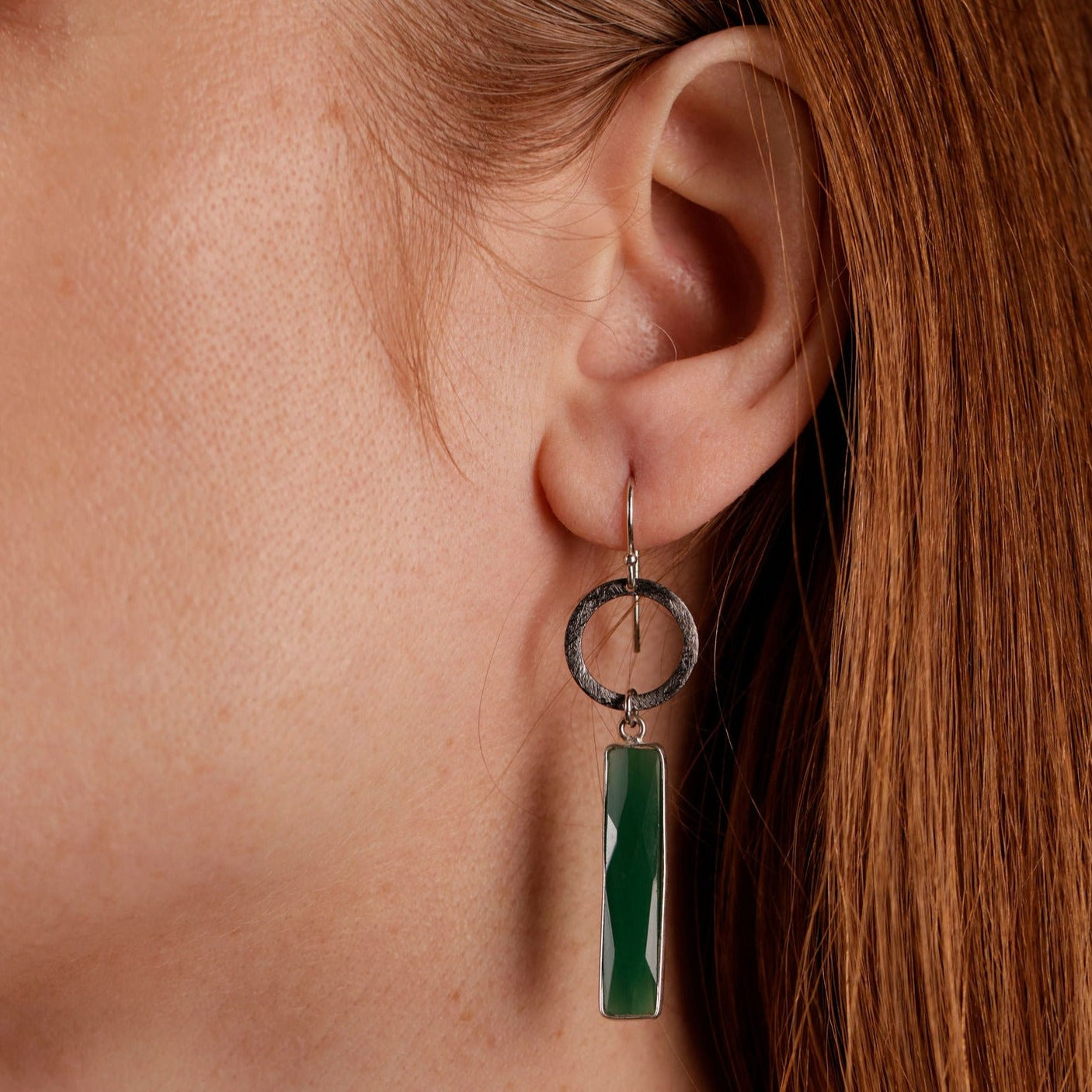 Load image into Gallery viewer, Green Onyx Dangle Earrings
