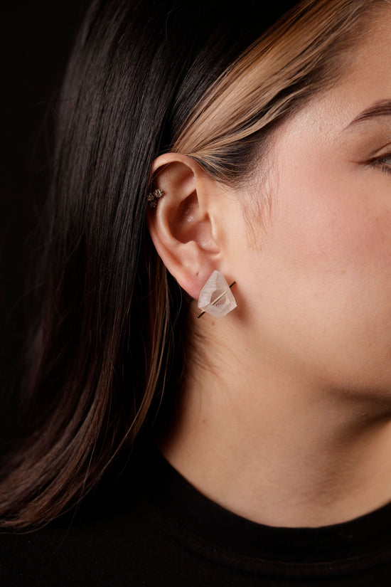 Load image into Gallery viewer, acrylic rock earrings on model
