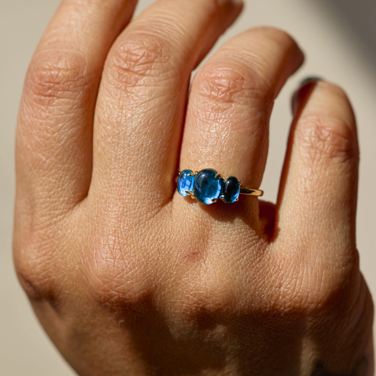 14K Yellow Gold Topaz Cabochon Ring