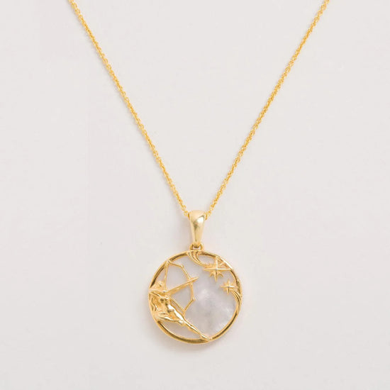 Sagittarius Gold Tone Necklace on a white background