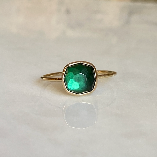 Rosecut Green Tourmaline Ring