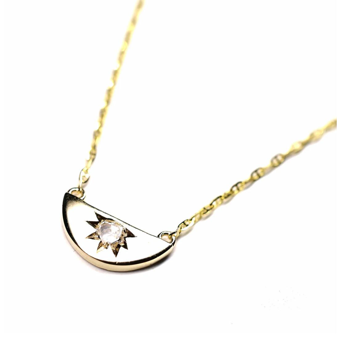 Diamond Half Moon Necklace