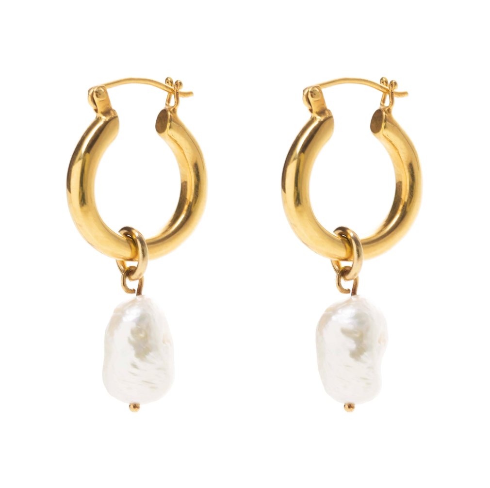 Mini Baroque Pearl Hoops