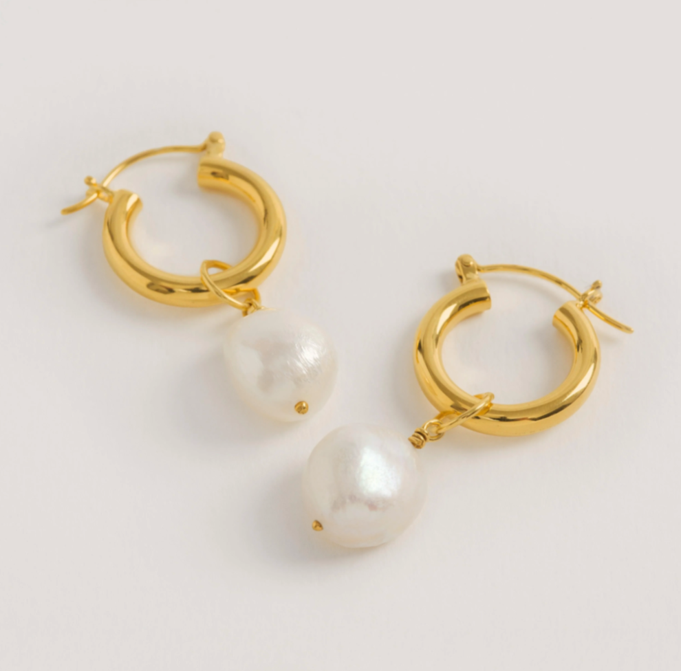 Mini Baroque Pearl Hoops