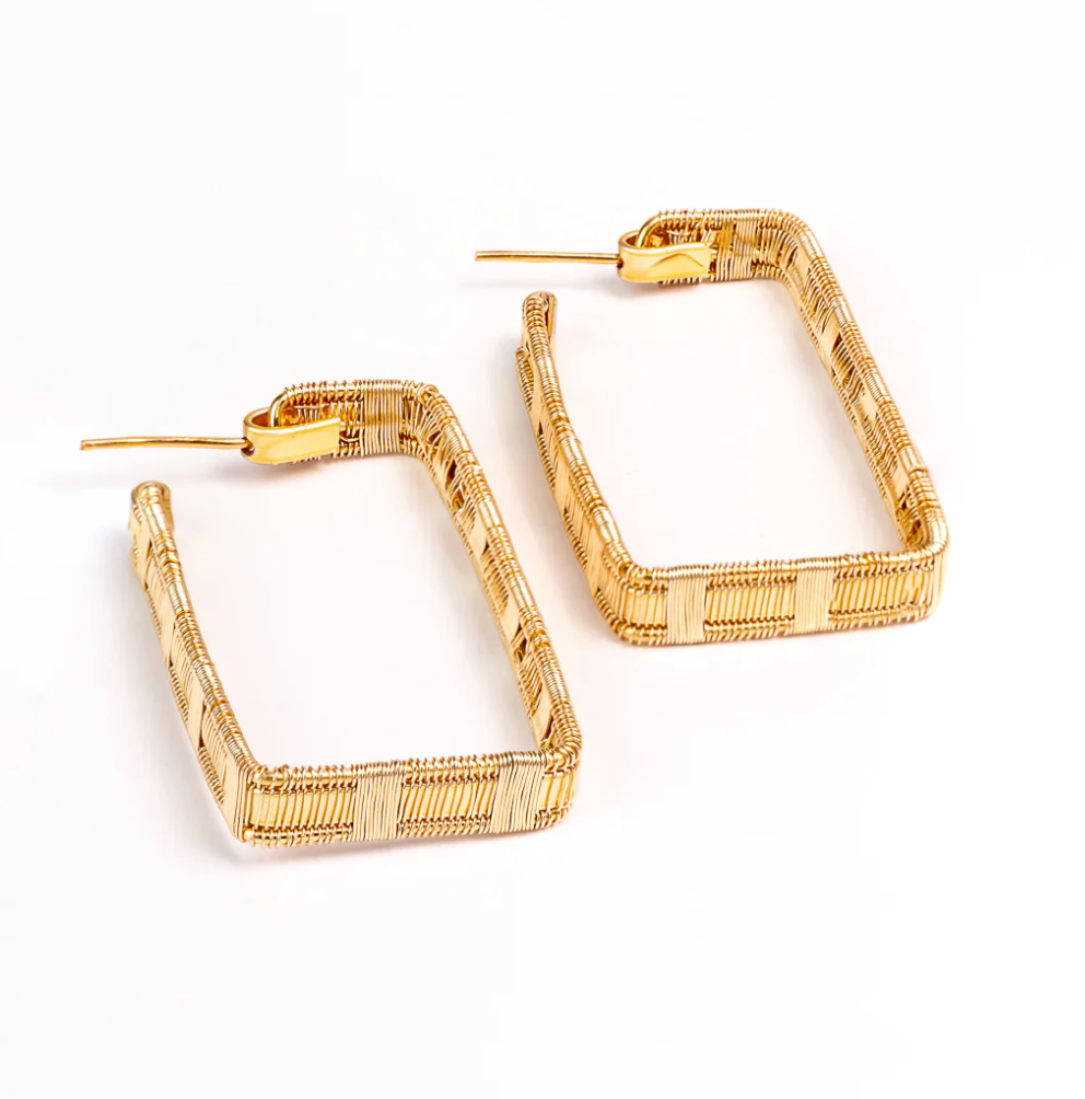 angled view of the sophia hoops on a white background