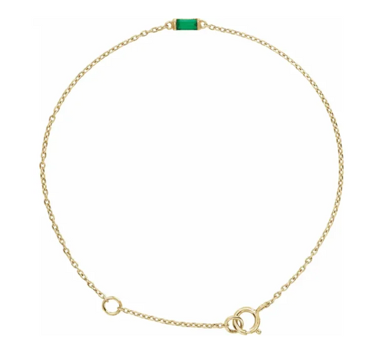 14K Gold Baguette Birthstone Bracelet