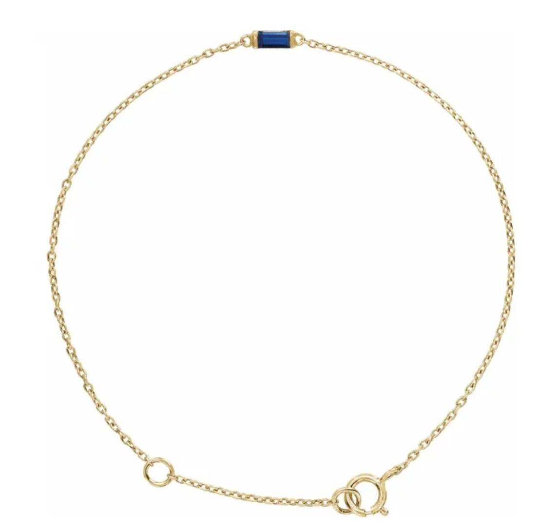 14K Gold Baguette Birthstone Bracelet