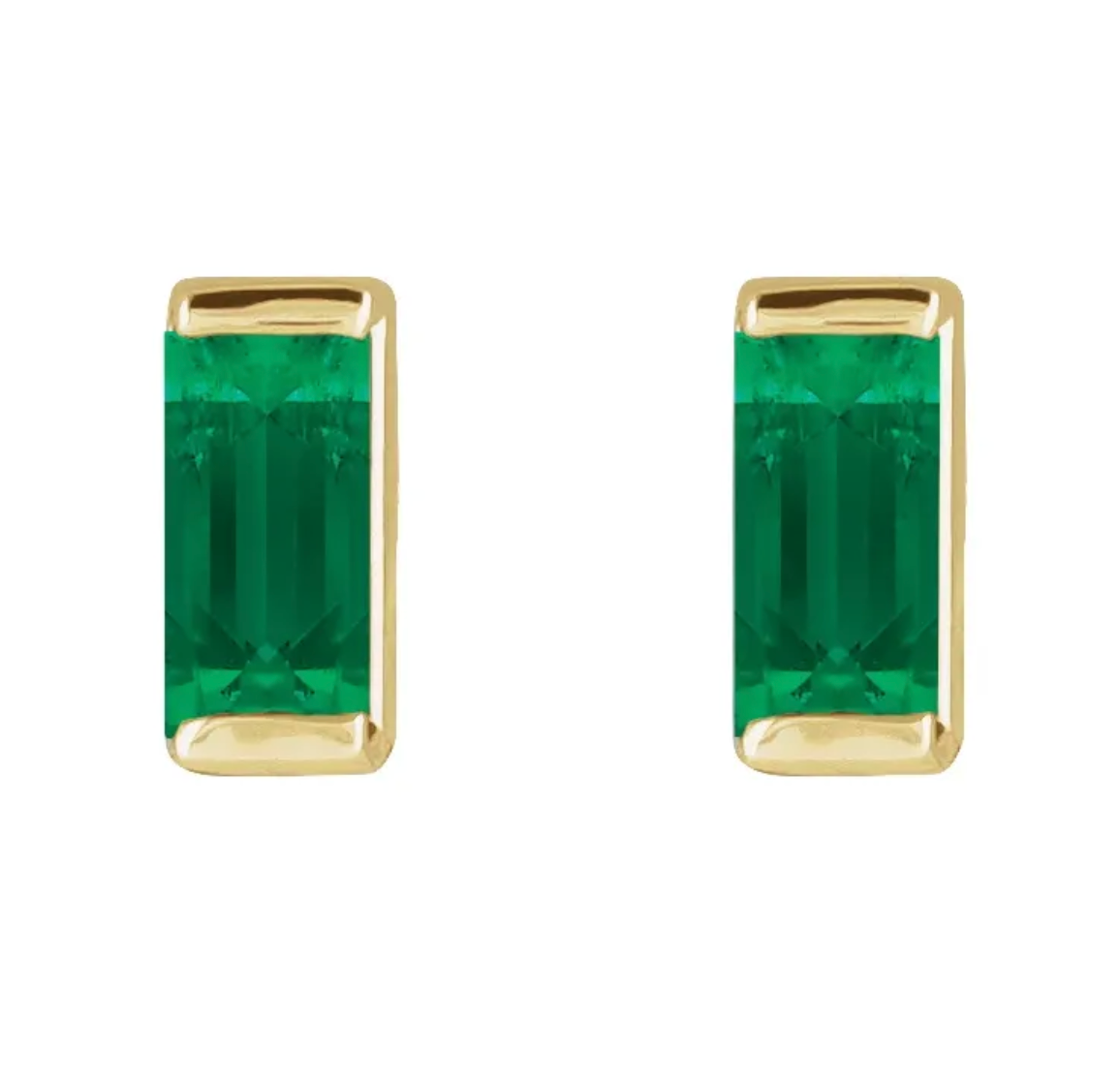 14K Gold Baguette Stud Earrings